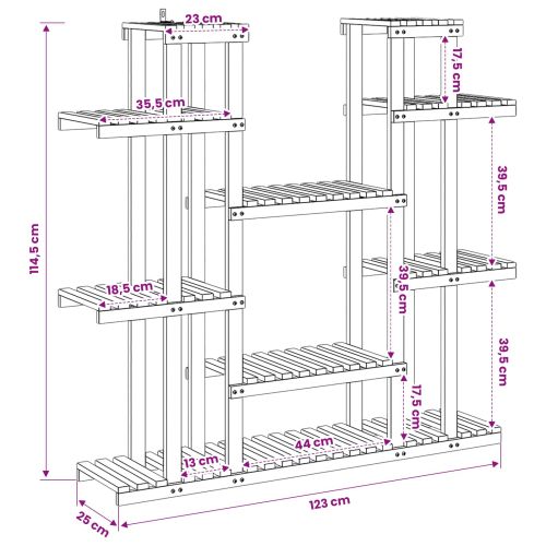 Стойка за растения Натурално 123 x 25 x 114,5 см