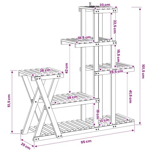 Стойка за растения Бяло 95 x 25 x 101,5 см