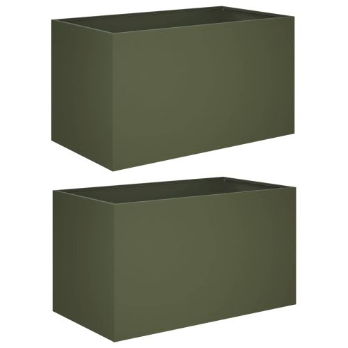 Градинска саксия 2 бр. Маслиненозелено 80 x 50 x 50 см