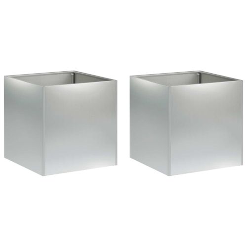 Градинска саксия 2 бр. Сребристо 20 x 20 x 20 см