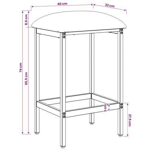 Бар стол 2 бр. Черно 40 x 32 x 74 см Инженерна дървесина