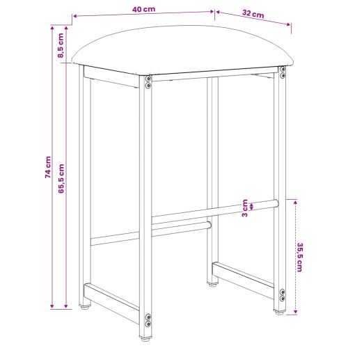 Бар стол Светлосиво 40 x 32 x 74 см Инженерна дървесина