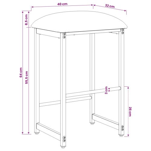 Бар стол 2 бр. Черно 40 x 32 x 64 см Инженерна дървесина