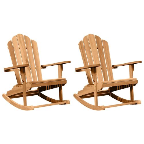 Люлеещ се стол Adirondack 2 бр. Кафяво Масивна тикова дървесина