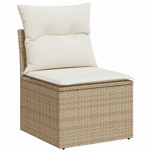 Градински Софа Комплект 3 бр. Бежово Полиратан