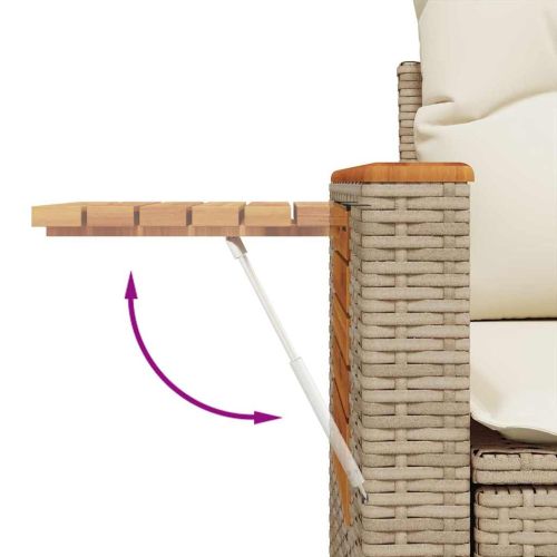 Градински диван с възглавници, 8 части, бежов полиратан