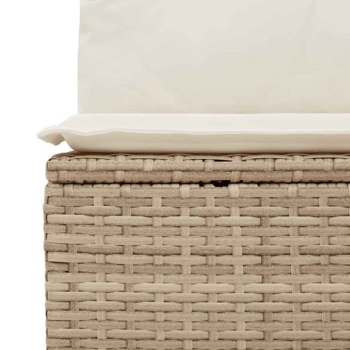 Градински диван с възглавници, 4 части, бежов полиратан