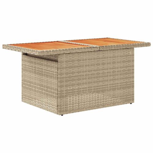 Градински диван с възглавници, 7 части, бежов полиратан акация