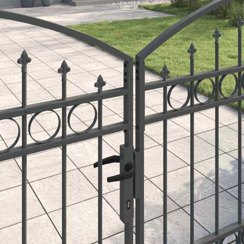 Врата за ограда ASSEN 401 x 175,5 см Стомана Сив С ключалка