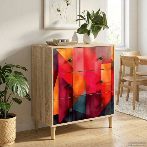 Плика HEESCH Цветен блоков печат 66 x 36,5 x 75 см Сонома