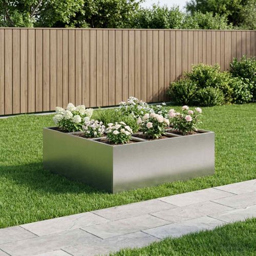 Градинска саксия Сребристо 100 x 100 x 40 cm Неръждаема стомана