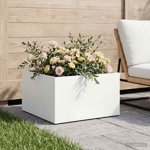 Градинска саксия Бяло 60 x 60 x 30 cm Студено валцована стомана