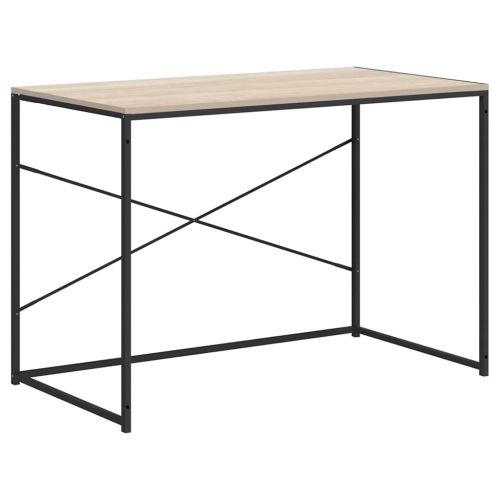 Компютърно бюро, черно и дъб, 110x60x70 см, инженерно дърво