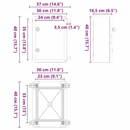 Контролен шкаф Сив 37 x 16,5 x 40 см ABS пластмаса