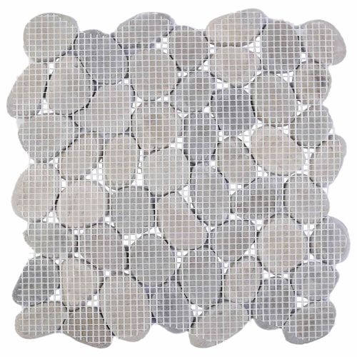 Плочки от камъчета Сиво 30 x 30 cm Речни камъчета