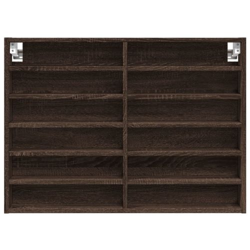 Шкаф витрина, кафяв дъб, 80x8,5x58 см, инженерно дърво