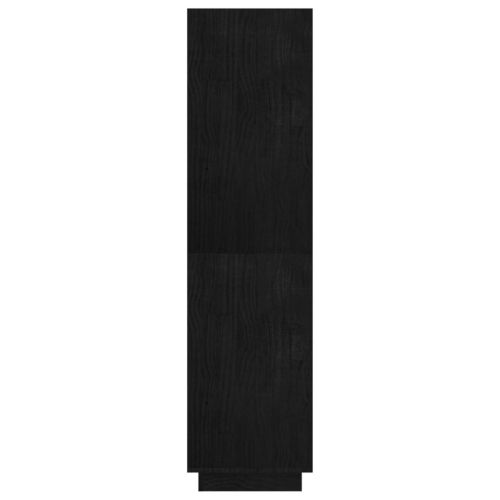 Библиотека/разделител за стая, черна, 80x35x135 см, бор масив