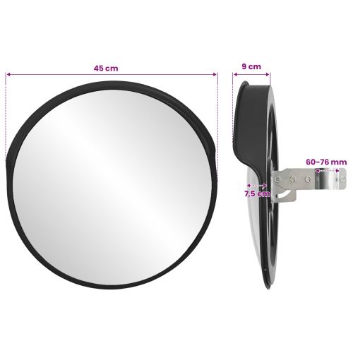 Градинско изпъкнало огледало за движение, черно, Ø45 см, поликарбонат