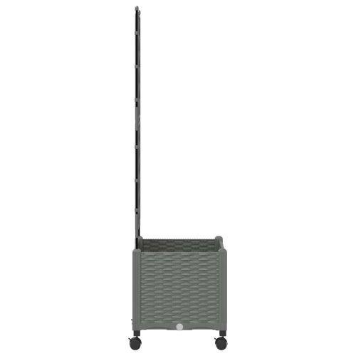 Градински сандък с решетка и колела Светлосиво 40 x 40 x 149 см