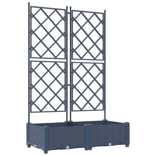 Градинска саксия 2 бр. Сиво 80 x 40 x 125,5 см ПП