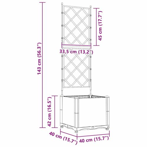 Градинска саксия Светлосиво 40 x 40 x 143 см ПП