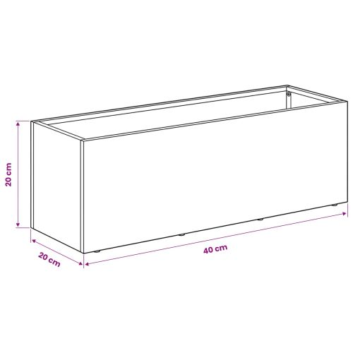 Градинска саксия Бяло 40 x 20 x 20 см Студено валцована стомана