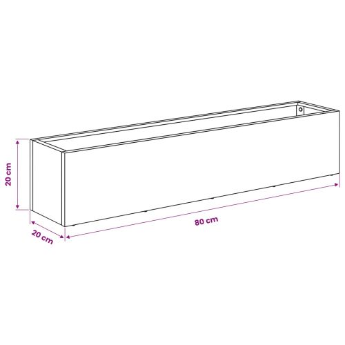 Градинска саксия 2 бр. Антрацит 80 x 20 x 20 см
