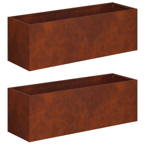 Градинска саксия 2 бр. Ръждясало 40 x 20 x 20 см