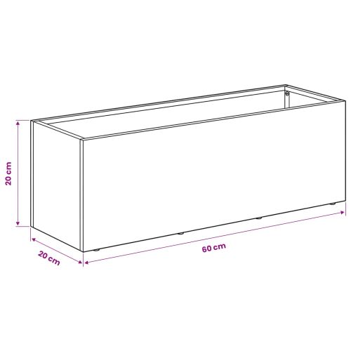 Градинска саксия Бяло 60 x 20 x 20 см Студено валцована стомана