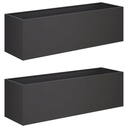 Градинска саксия 2 бр. Черно 80 x 30 x 30 см