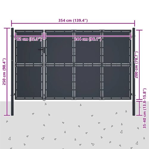 Градинска порта от стомана 350x200 см, антрацит