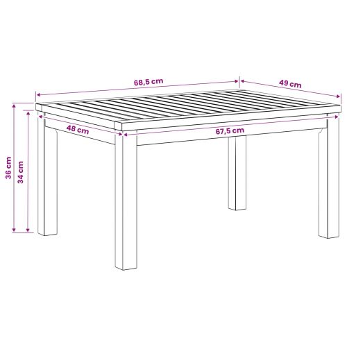 Масичка за кафе Бяло 50 x 68,5 x 36 см Солидно акациево дърво