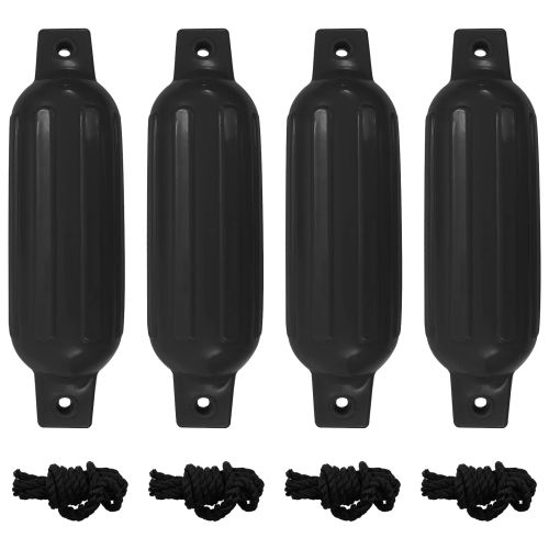 Броня за лодка 4 бр черна Ø 11x40 см PVC