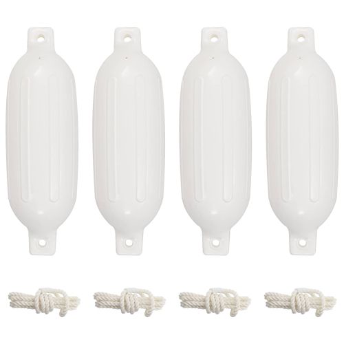 Броня за лодка 4 бр бяла Ø 16x58 см PVC