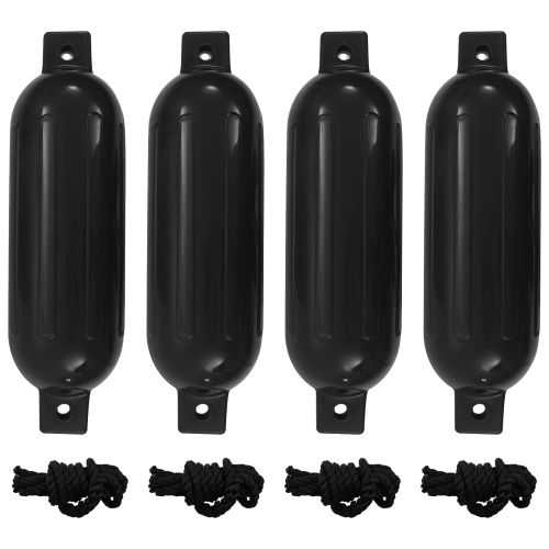 Броня за лодка 4 бр черна Ø 14x50 см PVC