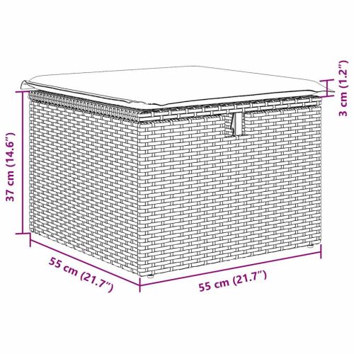 Комплект дивани с възглавница със съхранение Сив полиратан