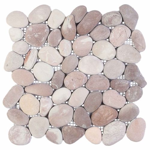 Плочки от камъчета Бежово и нежно розово 30 x 30 cm