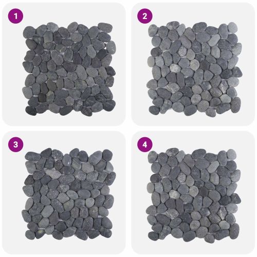 Плочки от камъчета Сиво 30 x 30 cm Речни камъчета