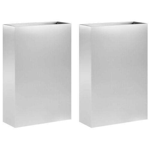 Градинска саксия 2 бр. Сребристо 50 x 20 x 75 см