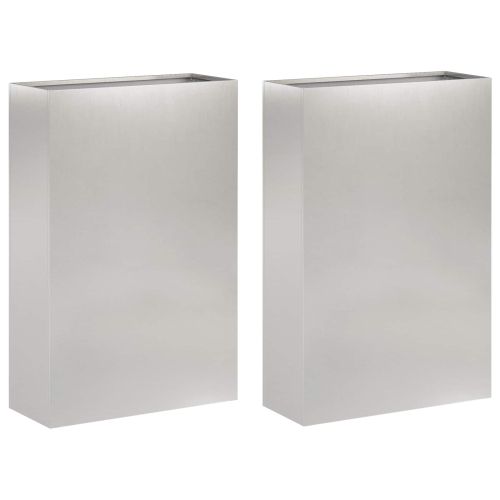 Градинска саксия 2 бр. Сребристо 50 x 20 x 75 см