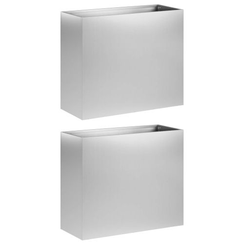 Градинска саксия 2 бр. Сребристо 50 x 20 x 40 см