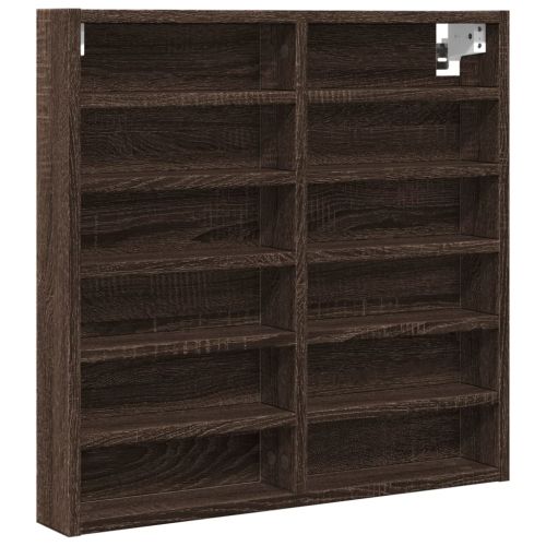 Шкаф витрина, кафяв дъб, 60x8,5x58 см, инженерно дърво