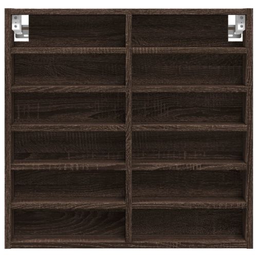 Шкаф витрина, кафяв дъб, 60x8,5x58 см, инженерно дърво