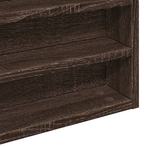 Шкаф витрина, кафяв дъб, 60x8,5x58 см, инженерно дърво