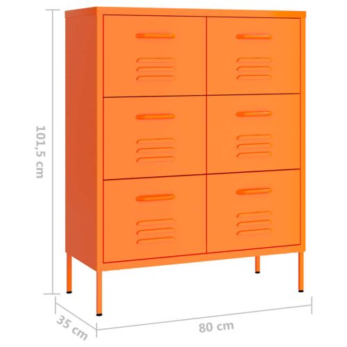Шкаф с чекмеджета, оранжев, 80х35х101,5 см, стомана