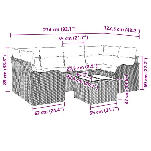Градински Софа Комплект Сив 55 x 55 x 37 см полиратан