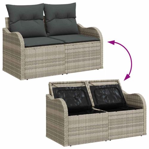 Градински Софа Комплект 9 бр. Светлосиво полиратан