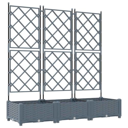 Градинска саксия 3 бр. Светлосиво 120 x 40 x 125,5 см ПП