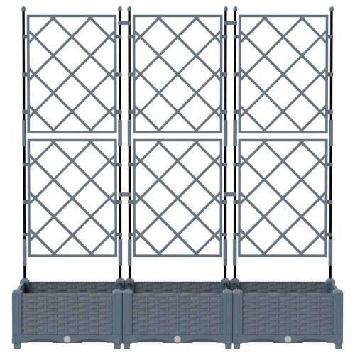 Градинска саксия 3 бр. Светлосиво 120 x 40 x 125,5 см ПП