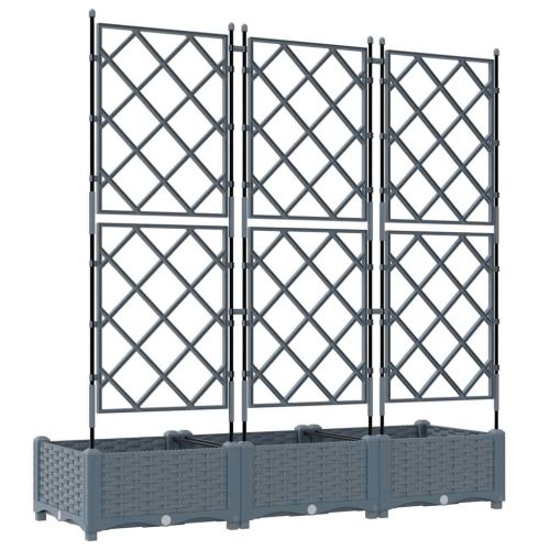 Градинска саксия 3 бр. Светлосиво 120 x 40 x 125,5 см ПП